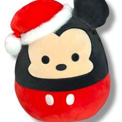 Disney Squishmallows Mickey Mouse Christmas Plush – Santa Hat – 10”