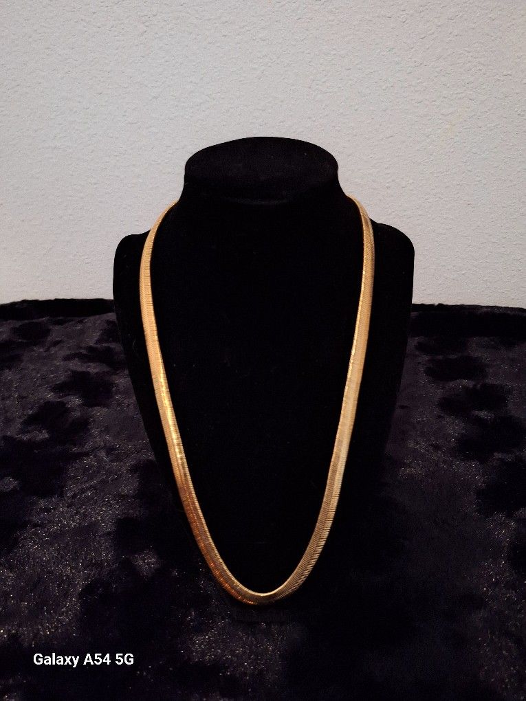 Yellow Gold Ion Plated Stainless Steel Snakeskin Necklace