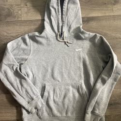 Nike Hoodie Sweatshirt Pullover Medium Swoosh Essential Sweater Y2K Gray Check