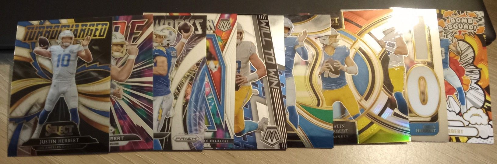 Nine Trading Cards of Justin Herbert: Parallels and Inserts 