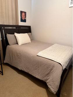 Solid Wood Full Sized Bed Frame + Mattress Set - Great Condition