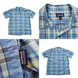 Patagonia Organic Cotton Men's Plaid S/S Short Sleeve front pocket Casual button down multicolored multicolor colorblock colorful blue, Yellow and whi