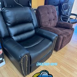 Black Sofa Couch Recliner New Negro Faux Leather 