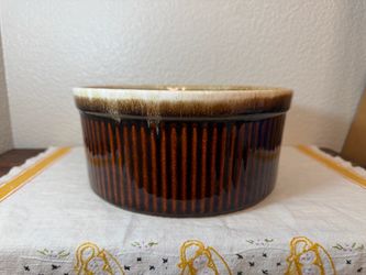 Pfaltzgraff Gourmet Brown Drip Glaze Stoneware Souffle Pan vintage