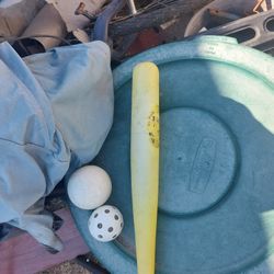 Rare Wiffle Ball And Bat .2 Balls,1 Wiffle And 1 Solid