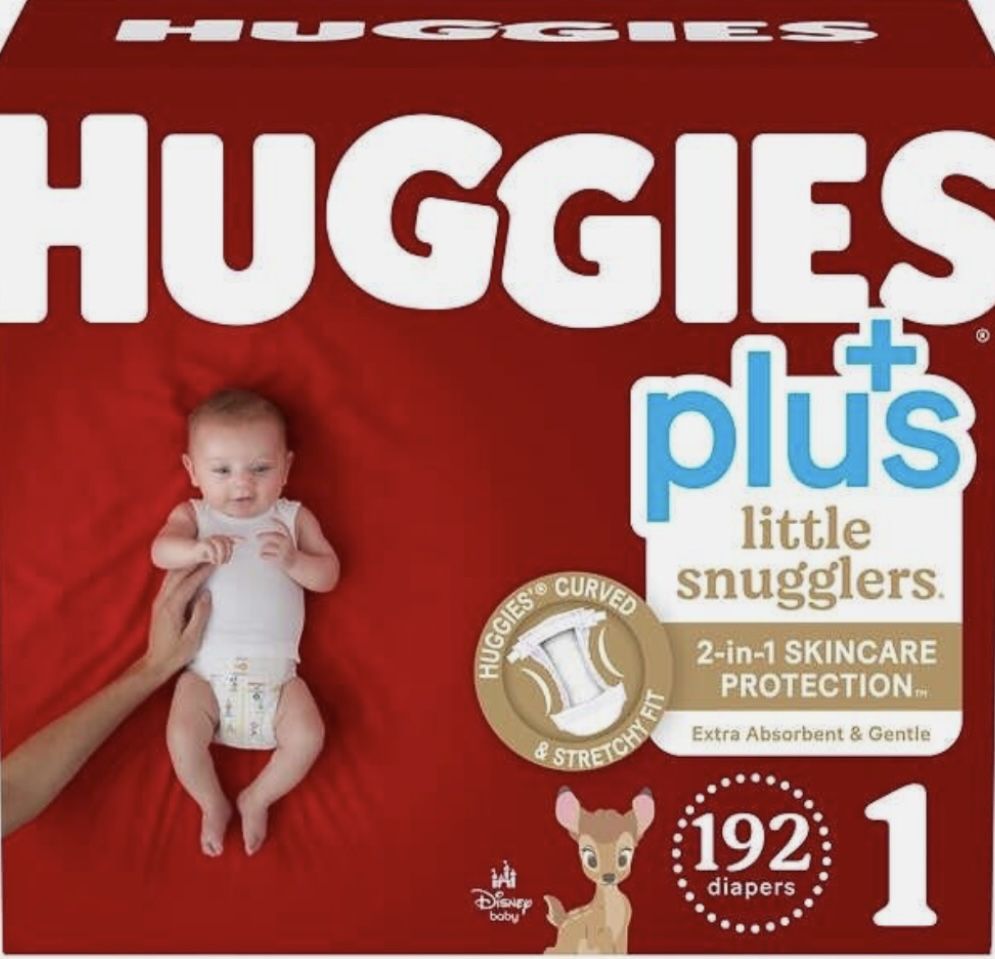 Huggies Plus Little Snugglers 🧸 Diapers Size 1 - 192 Count