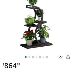 Plant Stands Indoor,Metal +Wooden Tier Shelving Small Display Indoorbalconypot Stand Plant Stand,blackframewhiteboard