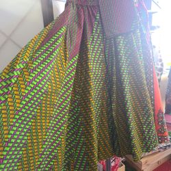 Ankara Skirts With Headwrap  And  Bags 