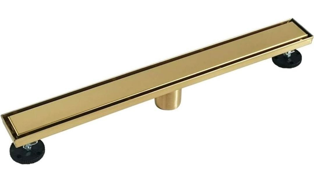 (New in Box) Neodrain 48 Inch Gold Linear Shower Drain 2 in 1 Flat & Tile Insert Cover Stainless Steel Linear Drain Brushed Brass Rectangle Shower