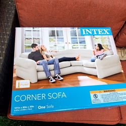 Inflatable Corner Living Room Air Mattress Sectional Sofa, Beige