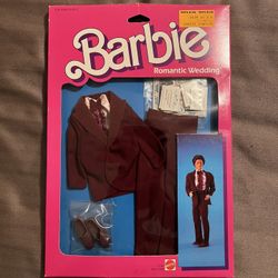 VINTAGE 1986 MATTEL BARBIE KEN DOLL ROMANTIC WEDDING TUXEDO CLOTHING 