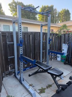 Squat rack with bench