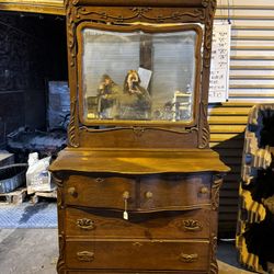 antique vintage dresser and headboard 