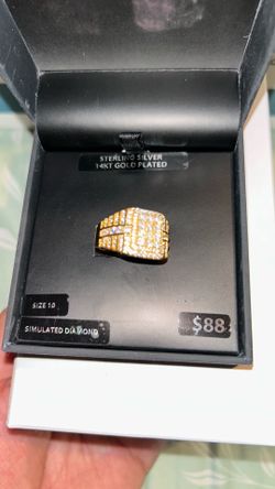 Shaquille O'Neal Men's Simulated Diamond Yellow Gold Plated Sterling Silver Ring, Size 10