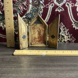 Vintage Florentine Style Tryptic Virgin Mary  