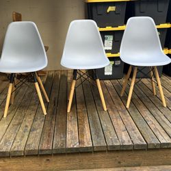 Mcm Style Modern Eames Style Dining Chairs With Wood Dowel Legs, Three Total All For $20