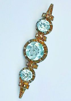 Antique Victorian 925 sterling marcasite and light blue faceted Topaz or crystal pendant brooch or pin