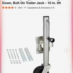 TowSmart 1,000 Ib. Capacity, Side Wind, Swing Down, Bolt On Trailer Jack - 10 in. lift
