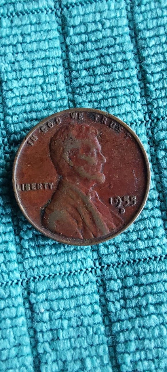 Red 1955 D Wheat Penny