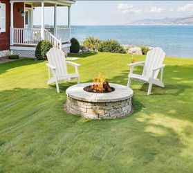 HDPE Adirondack Chairs Set of 2 - Weather Resistant Seating with Cup Holder for Porch, Urban Patio, Deck & Fire Pit, Dark Gray