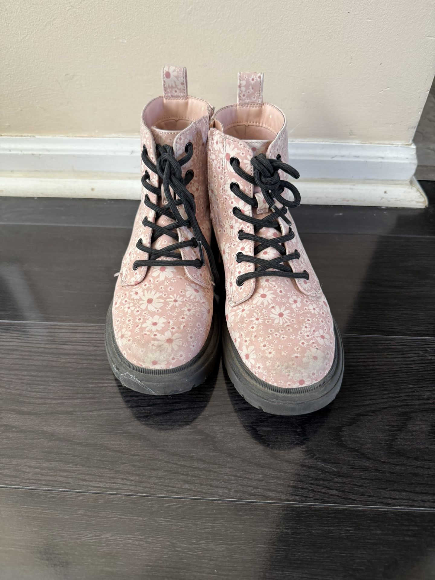 Pink Floral Boots size 3