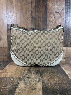 Authentic Gucci Pelham Studded Handbag – GG Monogram Canvas (161437-1)