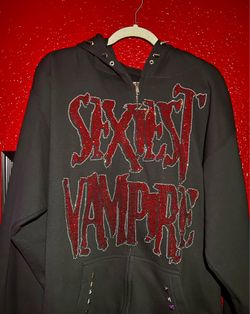 PunxNKisses Htf Rare Prototype Sexiest Vampire Zip Up Hoodie  Size L With studds