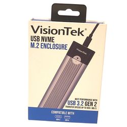 VisionTek External NVME M.2 SSD Drive Enclosure with USB-A USB-C 3.2 Gen 2 Cable