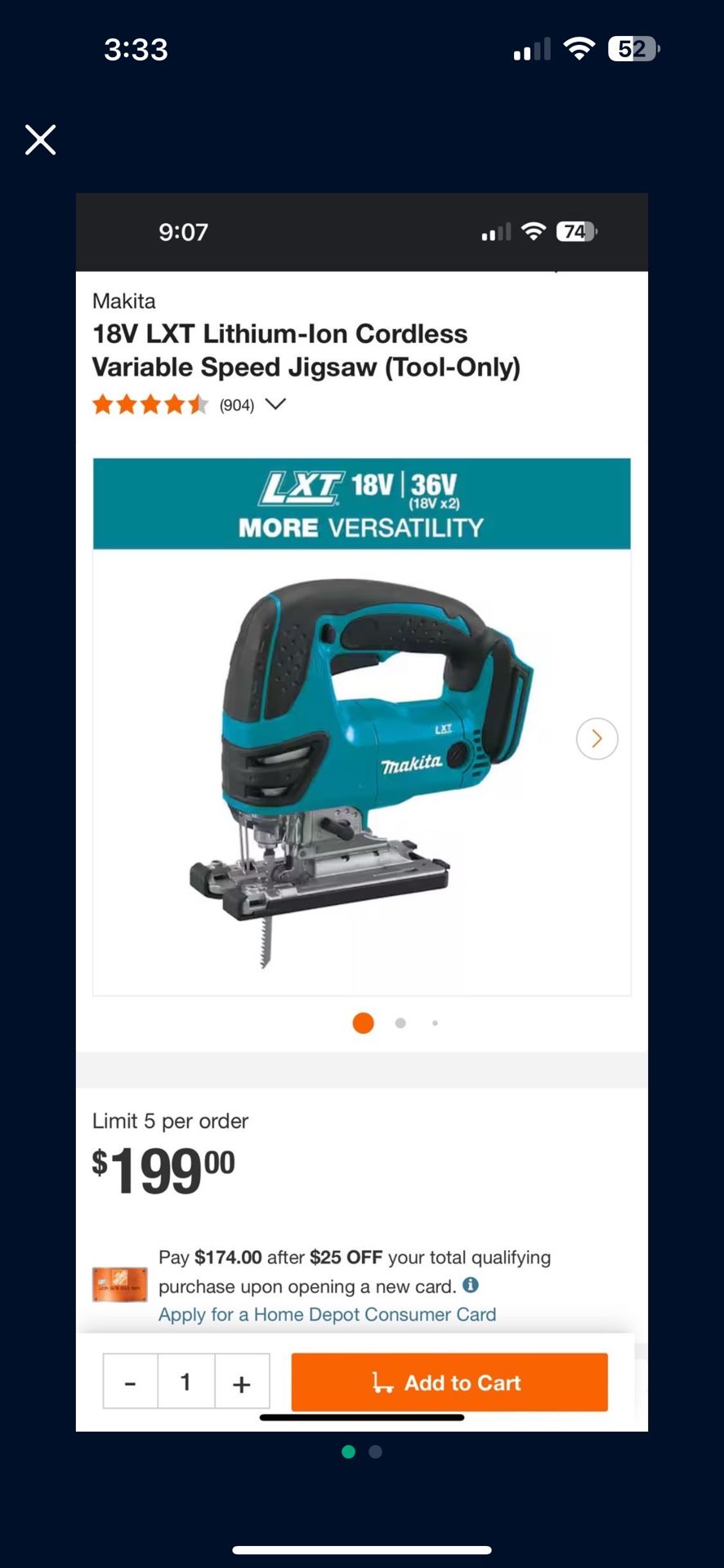 18V LXT Lithium-Ion Cordless Variable Speed Jigsaw (Tool-Only)