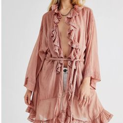 New Free People Lightweight Cotton Ruffle Robe Size M/L in 2 Colors $40 Each 