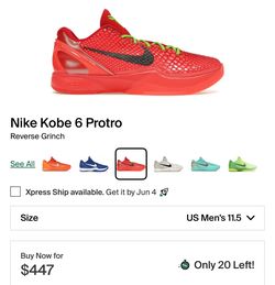 Kobe 6 reverse grinch size 11.5 Ds