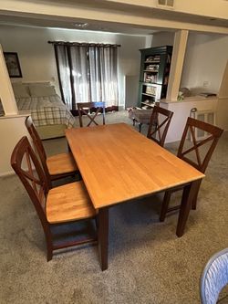 Solid Wood Table & 5 Chairs