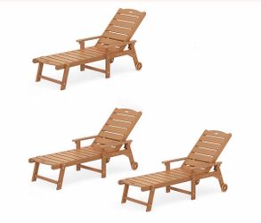 3X Teak HDPS adjustable lounge chairs with wheel