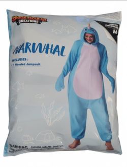 Adult Spooktactular Creations Blue Narwhal Costume Onesie, M