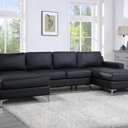 Candace Black Double Chaise Sectional 