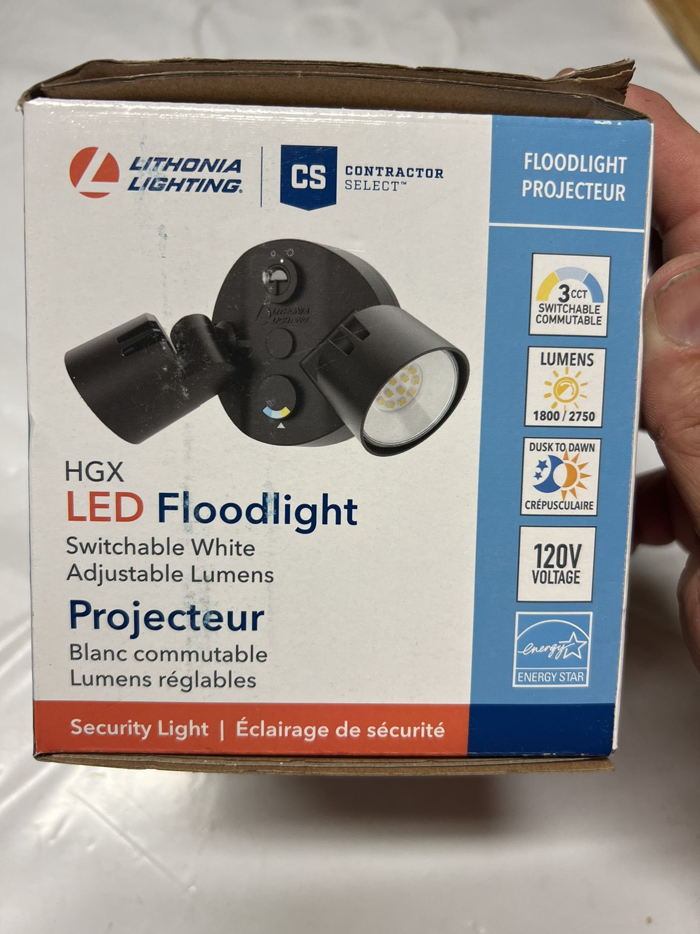 Lithonia Lighting HGX LED Floodlight Switchable White Adjustable Lumens Projecteur