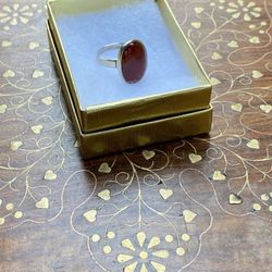 Womens’ Silver ring with carnelian stone, size 7