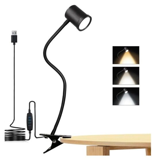 Reading Light, 3 Modes & 10 Brightness Clip on Light, Desk Lamp, Eye Caring...