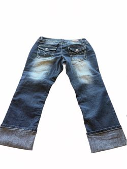 Bongo Girls Jeans Size 13 Blue Medium Wash Cropped Cuffed Denim