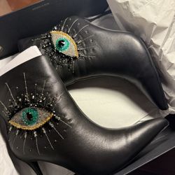 KURT GEIGER LONDON Belgravia Pointed Toe Evil Eye Heel Ankle Boots