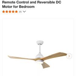 Keazile 52 in. Indoor White Ceiling Fan with Dimmable LED Light, Wood Blade, Remote Control and Reversible DC Motor for Bedroom