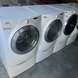 FRONT LOAD LARGE CAPACITY WASHER AND DRYER WORKING GREAT WITH WARRANTY!