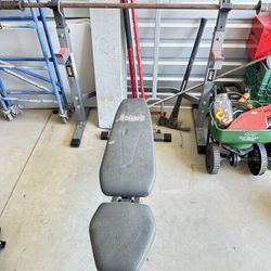 Bench Press Rack , Plus Adjustable Seat And Weights.