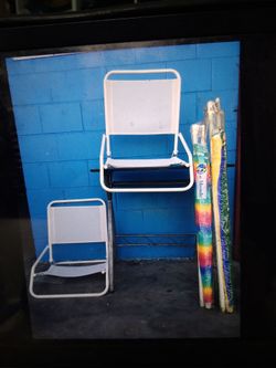 CHAIRS  $10 EACH, UMBRELLA $5 EACH