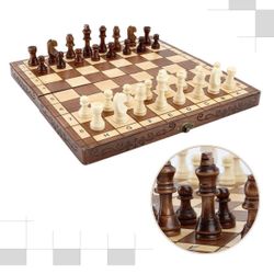 Folding Hand Crafted Wooden Chess Set Chess Board for Kids and Adults 30 x 30 cm