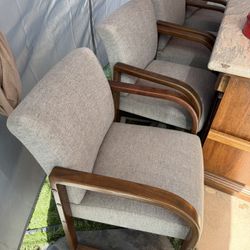 Four Lounge Chairs With Hardwood Arm And Firm Cushion 