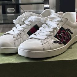 Gucci Ace Embroidered King Snake Men’s White Sneakers Size 8 US 9