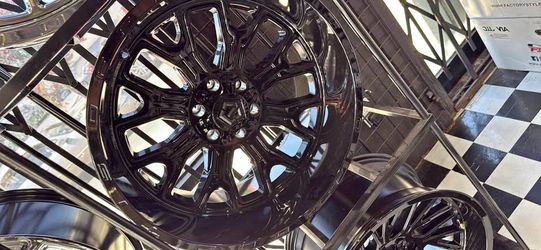 22x12 TIS OFF-ROAD WHEELS RIMS + TIRES (4) NEW-WE FINANCE NO CREDIT OK