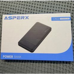 ASPERX Slim 10000mAh Fast Charge USB-C Power Bank 2-Port Black