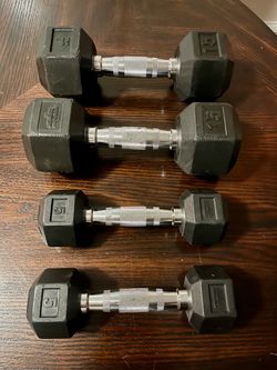 Pair 15 lb hex weights & pair 5 lb hex weights barely used